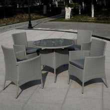 Load image into Gallery viewer, 5 pcs Patio Rattan Dining Table and 4 Chairs Set