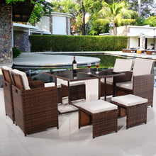 Load image into Gallery viewer, 9 pcs Outdoor Rattan Wicker Cushioned Sofa