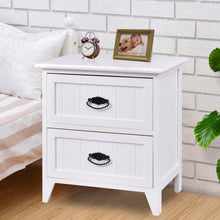 Load image into Gallery viewer, Nightstand End Side Table 2 Drawers Storage Wood Bedroom-White