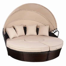 Load image into Gallery viewer, Outdoor Patio Rattan Retractable Canopy Daybed