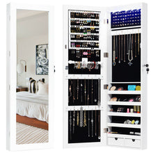 Load image into Gallery viewer, Door Mounted Lockable Mirrored Jewelry Cabinet with LED Lights