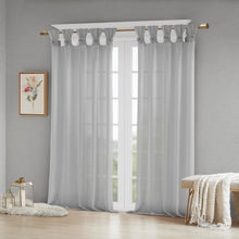 Load image into Gallery viewer, Floral Twist Tab Top Window Panel Embellished W/ Flower -50X63" Mp40-5650