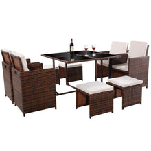 Load image into Gallery viewer, 9 pcs Outdoor Rattan Wicker Cushioned Sofa