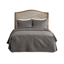 Load image into Gallery viewer, Madison Park Quebec 100% Polyester Fitted Bedspread - King - Dark Grey MP13-6475 By Olliix