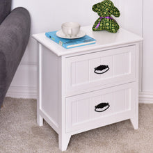 Load image into Gallery viewer, Nightstand End Side Table 2 Drawers Storage Wood Bedroom-White