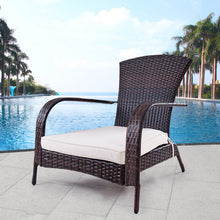 Load image into Gallery viewer, Outdoor Wicker Rattan Porch Deck Adirondack Chair w/ Cushion