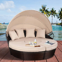 Load image into Gallery viewer, Outdoor Patio Rattan Retractable Canopy Daybed