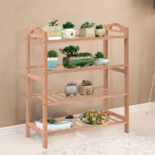 Load image into Gallery viewer, 4 Tier Bamboo Shoe Shelf Storage Organizer