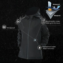 Load image into Gallery viewer, Women's Waterproof & Windproof Rain Jacket with Velcro Cuff-Black-XXL