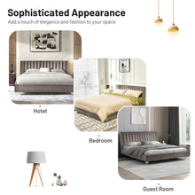 Load image into Gallery viewer, Queen Tufted Upholstered Platform Bedstead Flannel Headboard-Light Gray