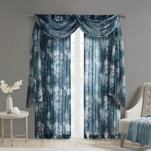 Load image into Gallery viewer, Madison Park Simone 100% Polyester Printed Floral Rod Pocket And Back Tab Voile Sheer- Navy MP40-6623 By Olliix