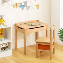 Load image into Gallery viewer, Wood Activity Kids Table and Chair Set with Storage Space-Natrual