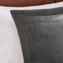 Load image into Gallery viewer, Woolrich Alton 100% Polyester Solid Low Pile Velour To Berber Comforter Set - King - Charcoal/Ivory WR10-2888 By Olliix