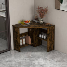 Load image into Gallery viewer, Corner Computer Desk Triangle Writing Workstation with Storage Shelf-Rustic Brown