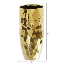 Load image into Gallery viewer, 10" Designer Gold Cylinder Vase