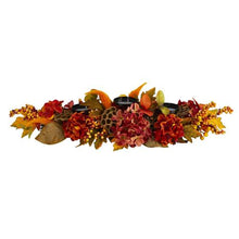 Load image into Gallery viewer, 32" Fall Hydrangea, Lotus Seed and Berries Artificial Candelabrum Arrangement