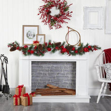 Load image into Gallery viewer, 6'Apple, Berries and Pinecone Artificial Garland