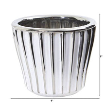 Load image into Gallery viewer, 6" White Vase with Silver Trimming