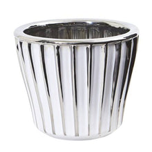 Load image into Gallery viewer, 6" White Vase with Silver Trimming