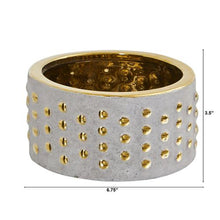 Load image into Gallery viewer, 6.75" Regal Stone Hobnail Planter with Gold Accents