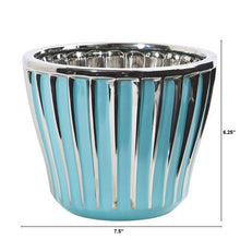 Load image into Gallery viewer, 7.5" Turquoise Vase with Silver Trimming