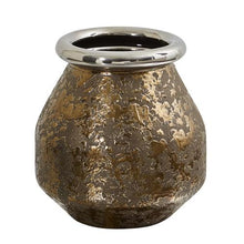 Load image into Gallery viewer, 9.5" Textured Bronze Vase with Silver Rim