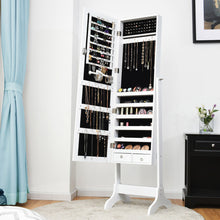 Load image into Gallery viewer, Lockable Mirrored Jewelry Cabinet Armoire Storage Organizer Box-White