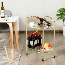 Load image into Gallery viewer, 2 Tier Kitchen Bar Serving Cart with Glass Shelves