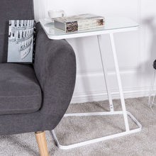 Load image into Gallery viewer, Modern C Shape Glass Steel Accent End Table-White