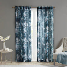 Load image into Gallery viewer, Madison Park Simone 100% Polyester Printed Floral Rod Pocket And Back Tab Voile Sheer- Navy MP40-6623 By Olliix