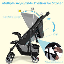Load image into Gallery viewer, 5-Point Safety System Foldable Lightweight Baby Stroller-Black