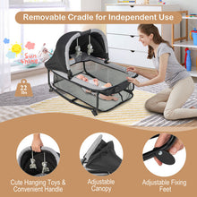Load image into Gallery viewer, 5-in-1 Portable Baby Playard with Cradle and Storage Basket-Black