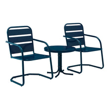 Load image into Gallery viewer, Brighton 3Pc Outdoor Metal Armchair Set Navy - Side Table & 2 Chairs