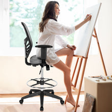 Load image into Gallery viewer, Mesh Drafting Chair Office Chair with Adjustable Armrests and Foot-Ring-Gray