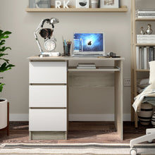 Load image into Gallery viewer, 3-Drawer Computer Desk with Keyboard Tray-Natural