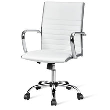 Load image into Gallery viewer, PU Leather Office Chair High Back Conference Task Chair with Armrests-White