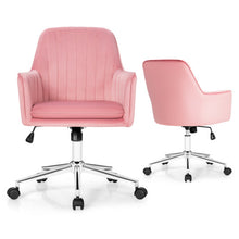 Load image into Gallery viewer, Velvet Accent Office Armchair with Adjustable Swivel and Removable Cushion-Pink