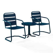 Load image into Gallery viewer, Brighton 3Pc Outdoor Metal Armchair Set Navy - Side Table & 2 Chairs
