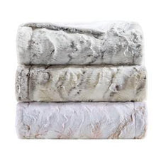 Load image into Gallery viewer, Madison Park Sachi 100% Polyester Marble Printed Knitted Long Fur Throw MP50-6877 By Olliix