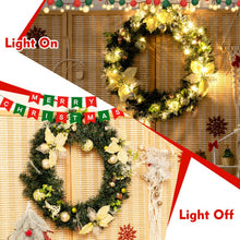 Load image into Gallery viewer, 24-Inch Pre-lit Artificial Christmas Wreath with Mixed Decorations