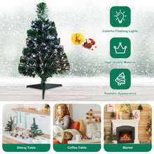 Load image into Gallery viewer, 2 Feet Pre-lit Fiber Optic PVC Artificial Christmas Tree Tabletop with Stand