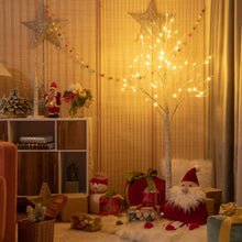 Load image into Gallery viewer, 5 Feet Pre-lit White Twig Birch Tree with 72 LED Lights for Christmas