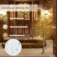 Load image into Gallery viewer, 5 Feet Pre-lit White Twig Birch Tree with 72 LED Lights for Christmas