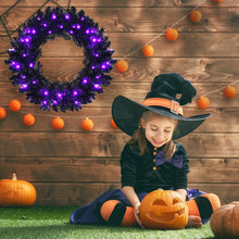 Load image into Gallery viewer, 24 Inch Pre-lit Halloween Wreath with 35 Purple LED Lights