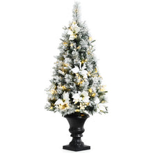 Load image into Gallery viewer, 4 Feet Pre-lit Snowy Christmas Entrance Tree with White Berries and Flowers