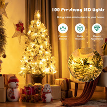 Load image into Gallery viewer, 4 Feet Pre-lit Snowy Christmas Entrance Tree with White Berries and Flowers