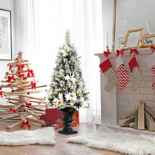 Load image into Gallery viewer, 4 Feet Pre-lit Snowy Christmas Entrance Tree with White Berries and Flowers