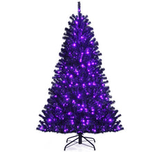 Load image into Gallery viewer, Black Artificial Christmas Halloween Tree with Purple LED Lights-6'