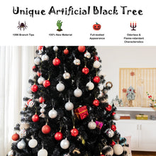 Load image into Gallery viewer, Black Artificial Christmas Halloween Tree with Purple LED Lights-7'