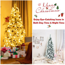 Load image into Gallery viewer, Pre-lit Snow Flocked Christmas Tree with Berries and Poinsettia Flowers-6'